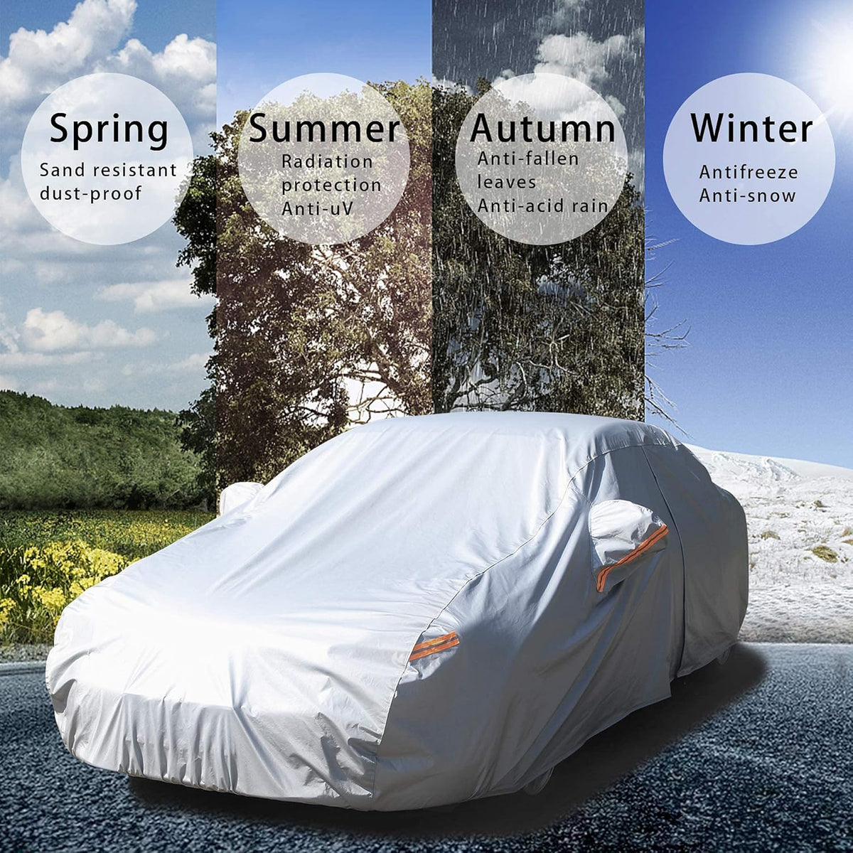 Waterproof All Weather Car Cover with Zipper C6564