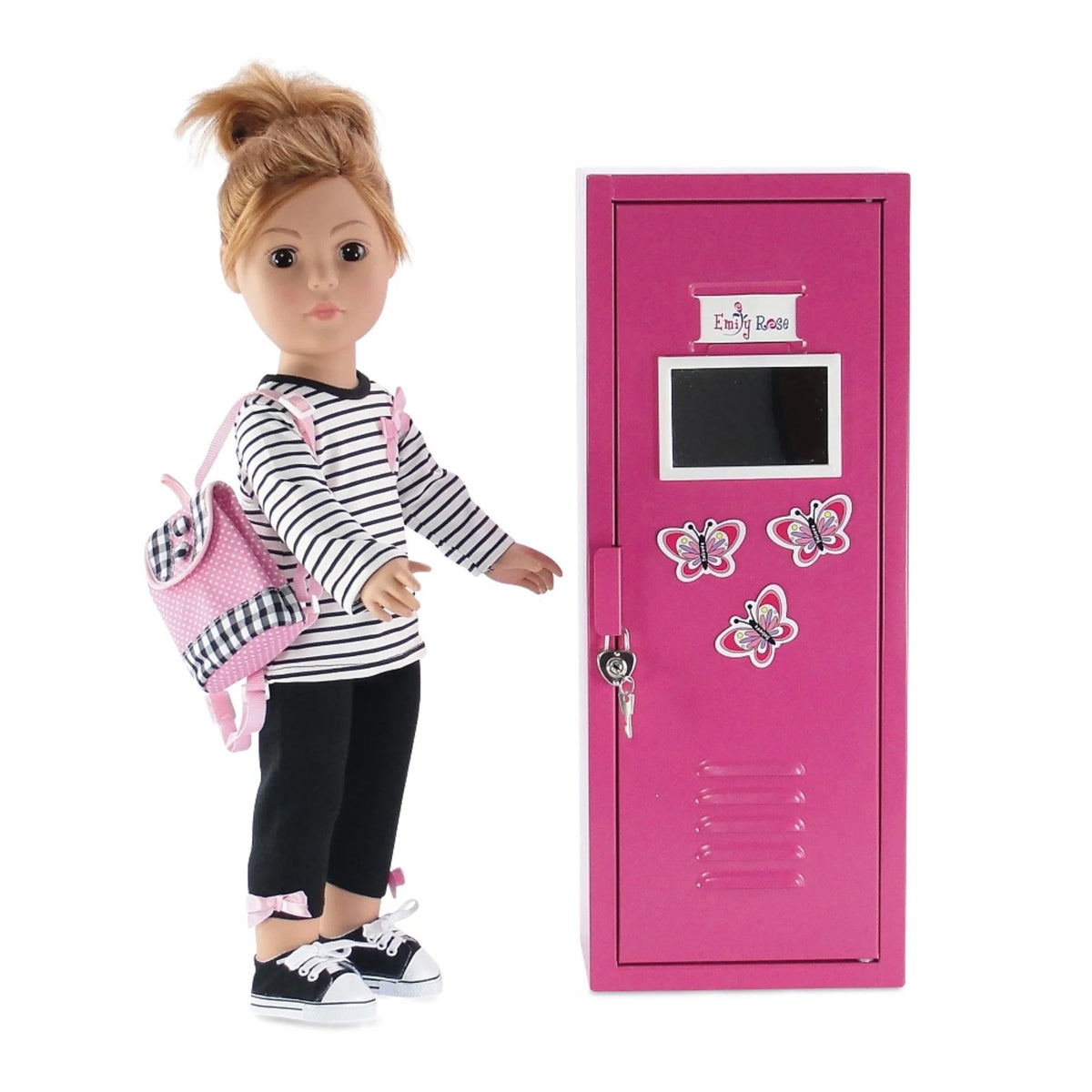 18" Doll Bright Pink Locker with 5 Doll Clothes Hangers E3522