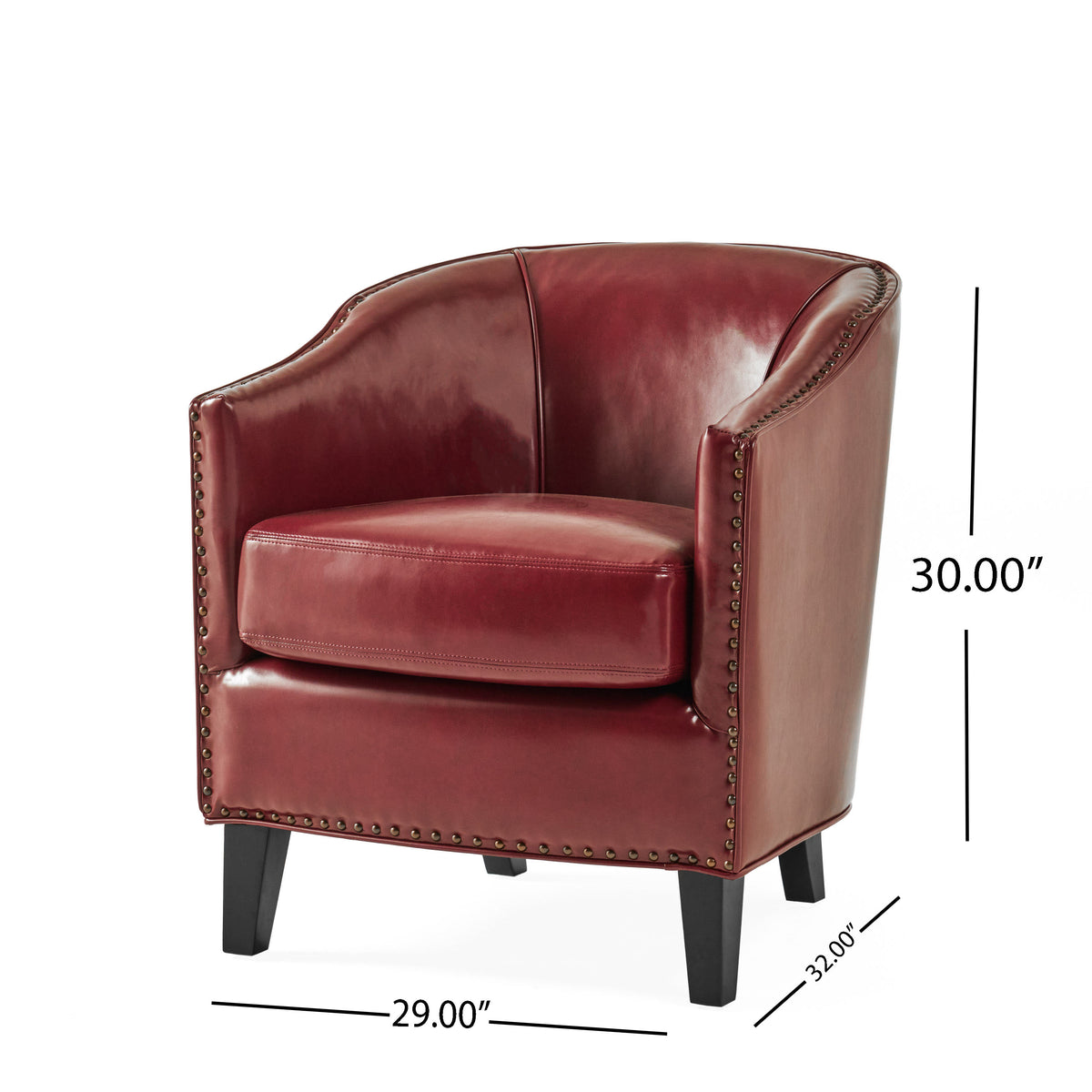 Bonded Leather Club Accent Chair, Oxblood Red C8509
