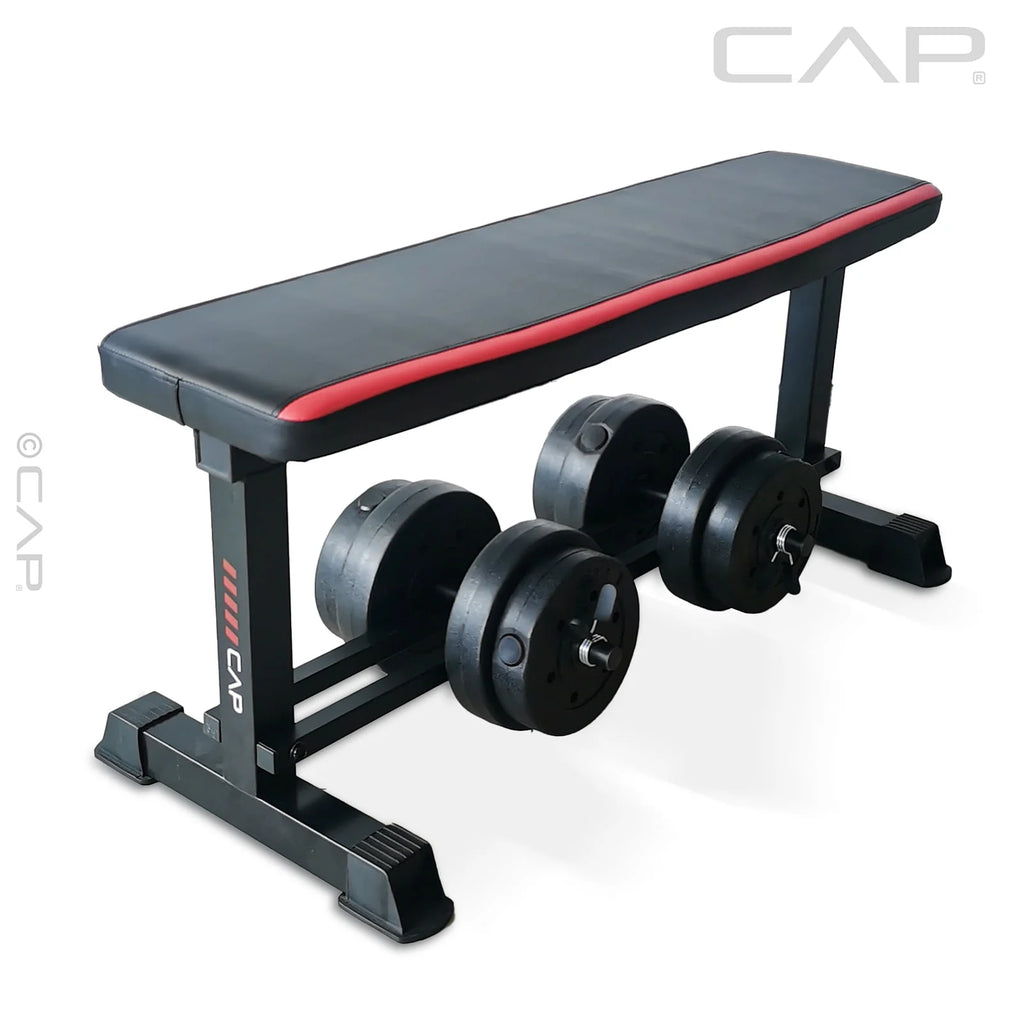 Flat Weight Bench & 50 lb Adjustable Dumbbell Set Q711