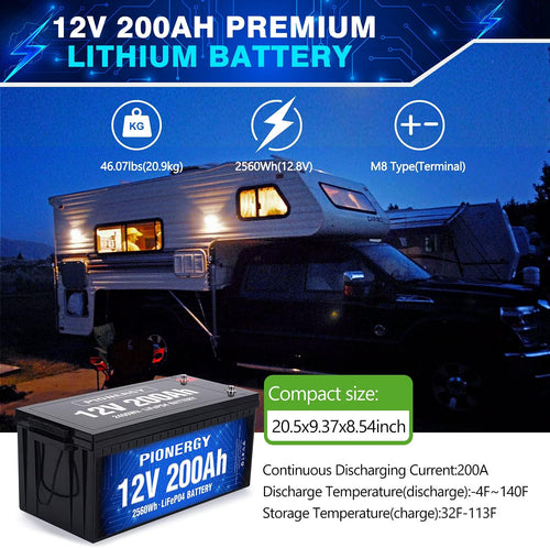 12V 200Ah LiFePO4 Battery with Built-in 100A BMS U93340