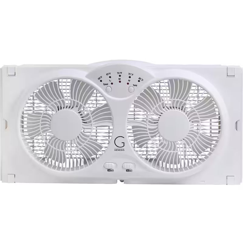Twin Window Fan with 9 in. Blades Adjustable Thermostat N8244
