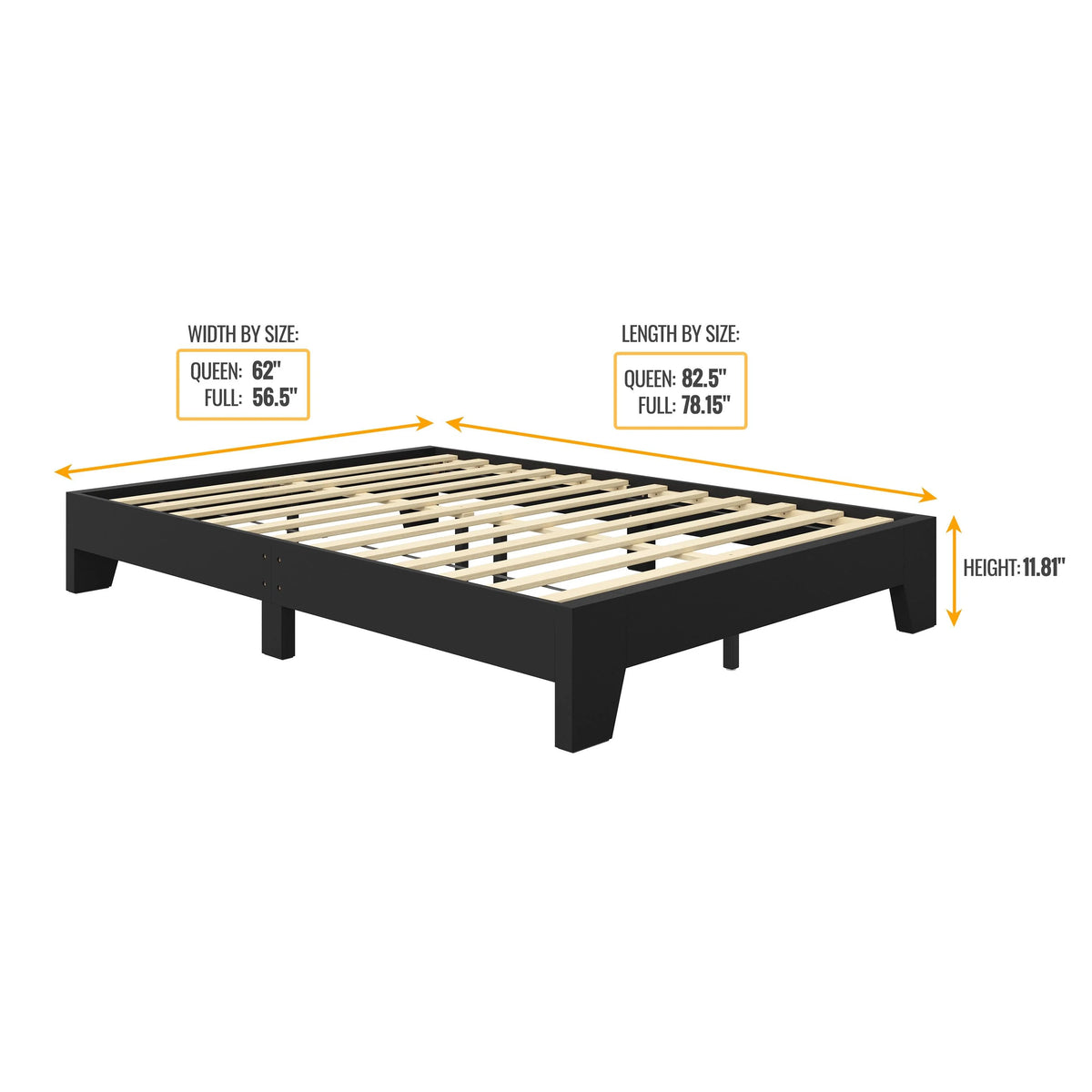 Black Full Platform Bed Frame M5284