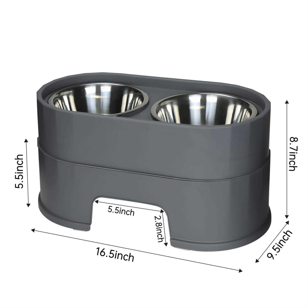 Raised Stainless Steel Dog Bowls Adjustable Double Bowl with Stand S773