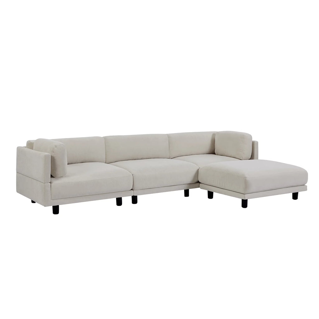Oversized Convertible Sectional Sofa L Shaped Couch with Reversible Chaise Beige Q188210