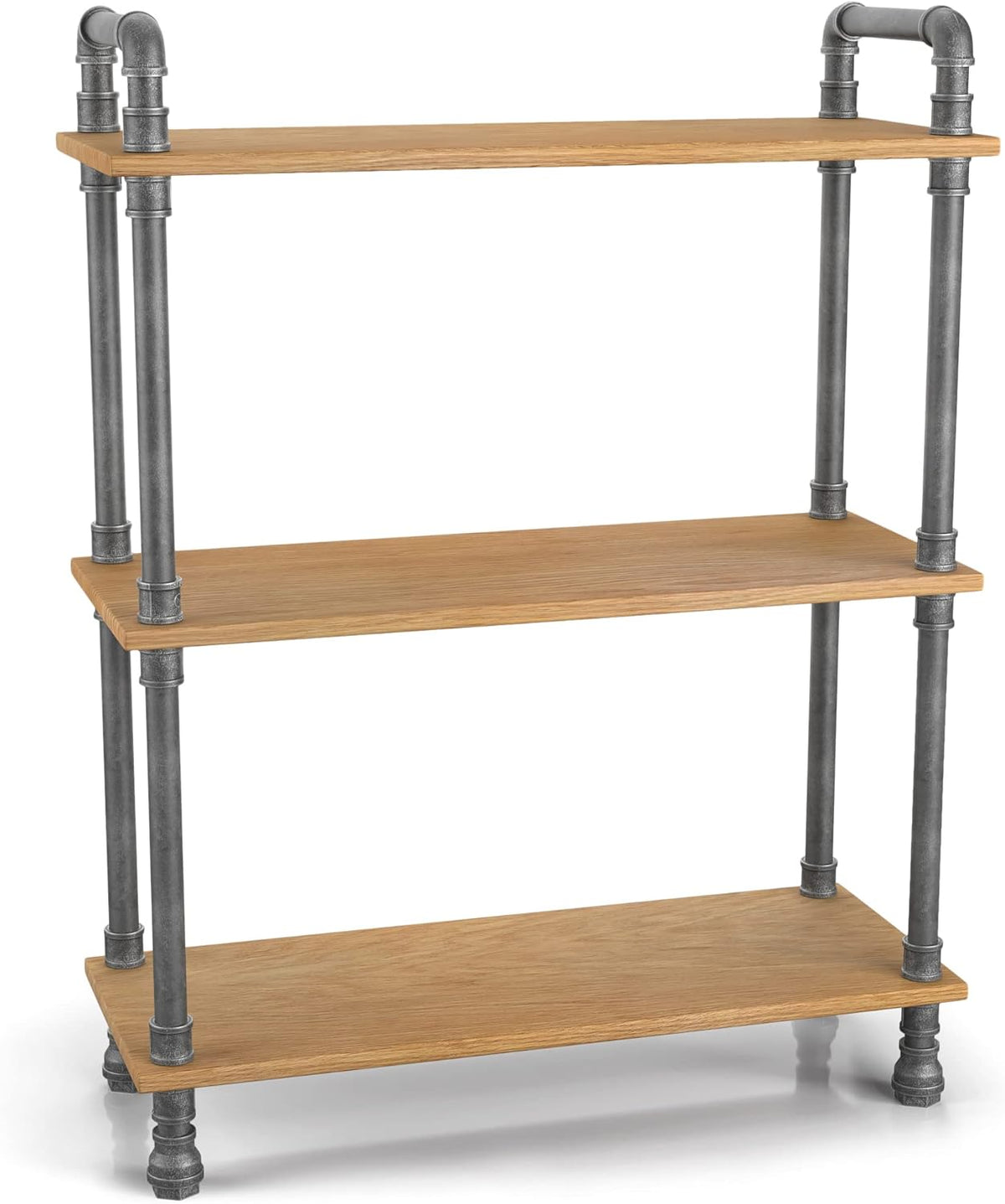 3-Tier Pine Wood and Metal Bookcase L31833