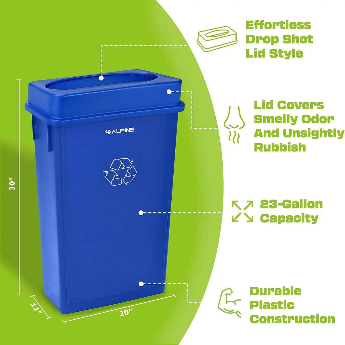 Blue 23-Gallon Polypropylene Trash Can with Slotted Lid 2/Pack F585341