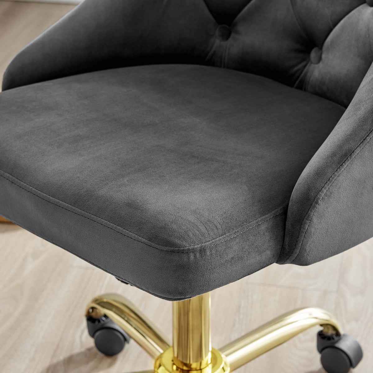 Gold Gray Velvet Swivel Office Chair O9248