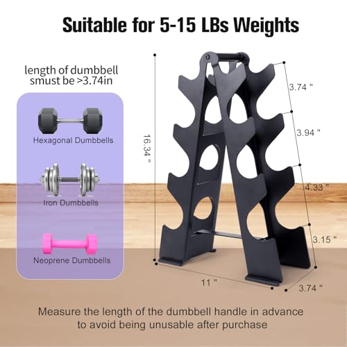 Compact A-Frame Dumbbell Rack Stand with Handle & Non-Slip Base V354425