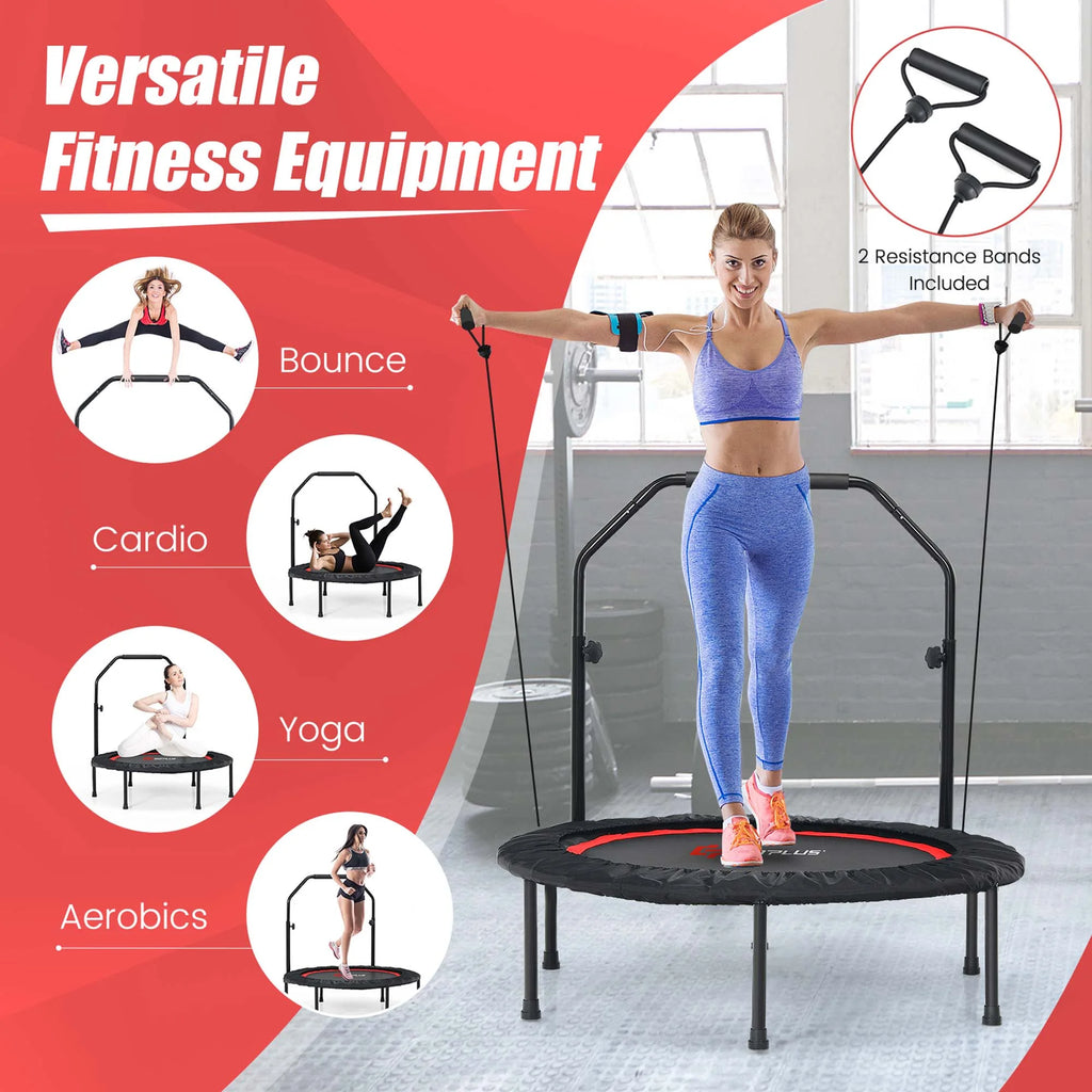 40'' Foldable Trampoline Rebounder with Resistance Bands N386530