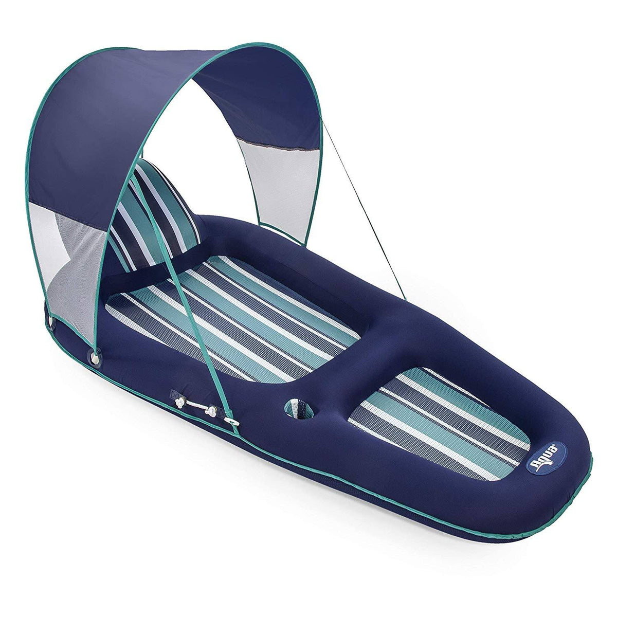 Oversized Inflatable Pool Lounger Float with Sunshade Canopy, Blue Z41743