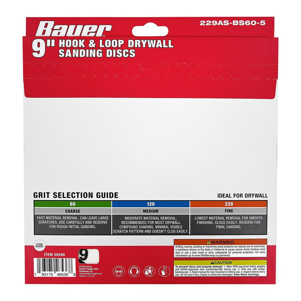 60 Grit Hook and Loop Drywall Sanding Discs, 5 Pack H335162