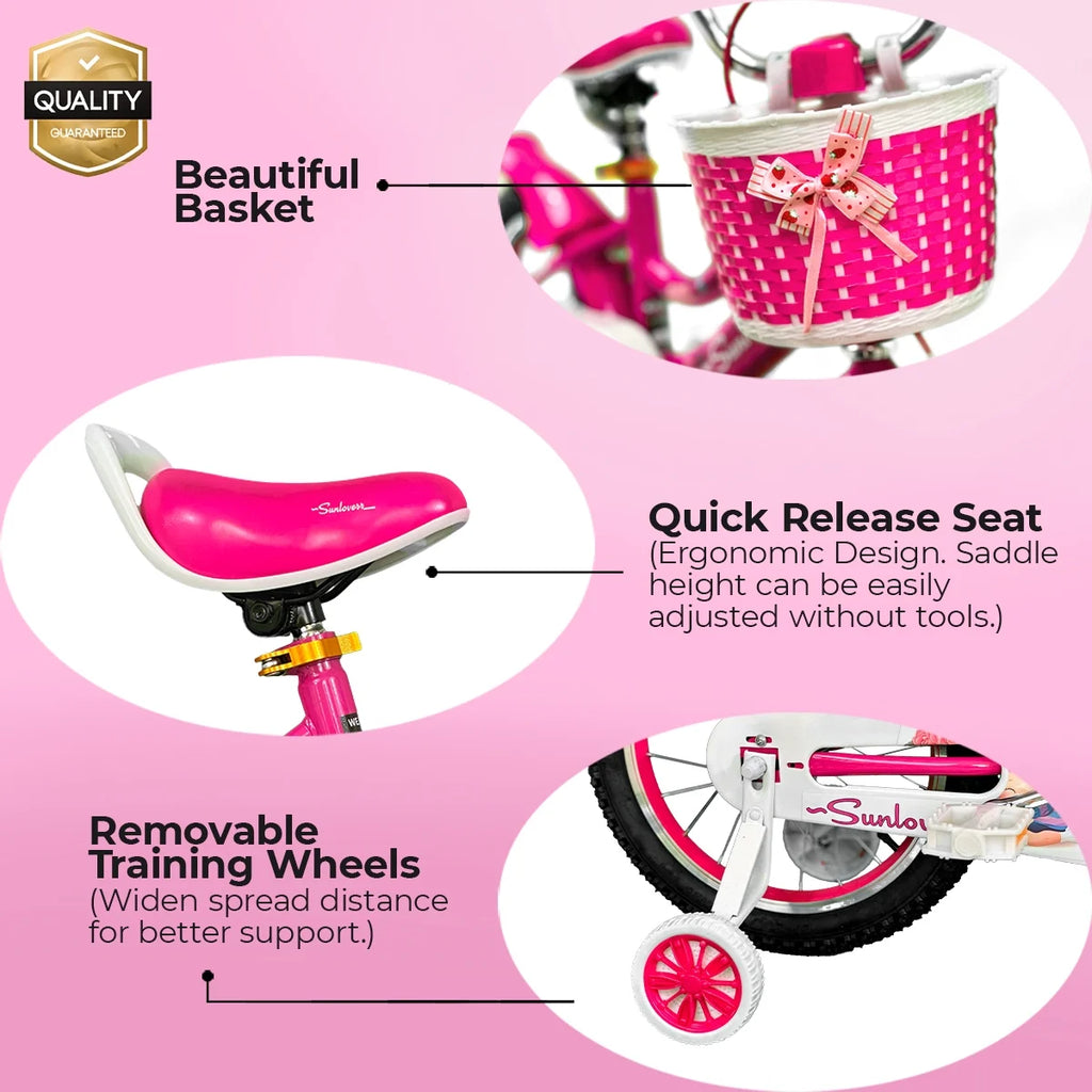 12 Inch Kids Bike with Training Wheels & Basket L73887