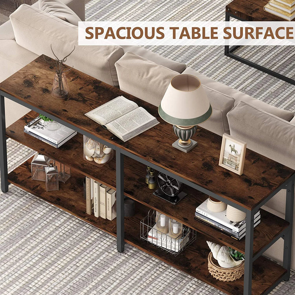 70.9" 3-Tier Industrial Console Sofa Table with Storage Shelves Z7954