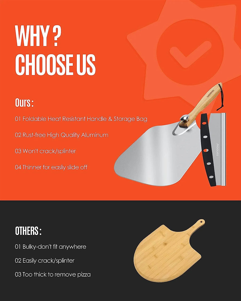 12 inch Aluminum Pizza Peel with Wood Handle G5192