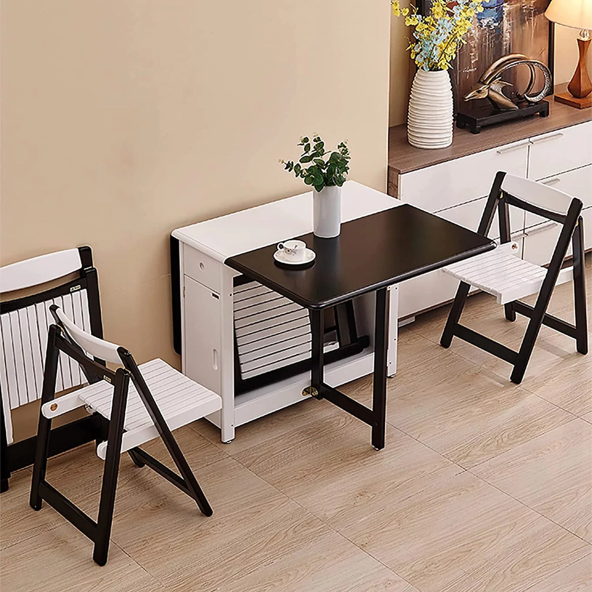 Solid Wood Drop Leaf Dining Table Set 5 Pieces Z91323