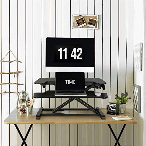 Black Height Adjustable Standing Desk Converter with Keyboard Tray X444