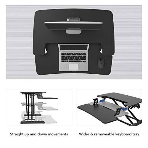 Black Height Adjustable Standing Desk Converter with Keyboard Tray X444