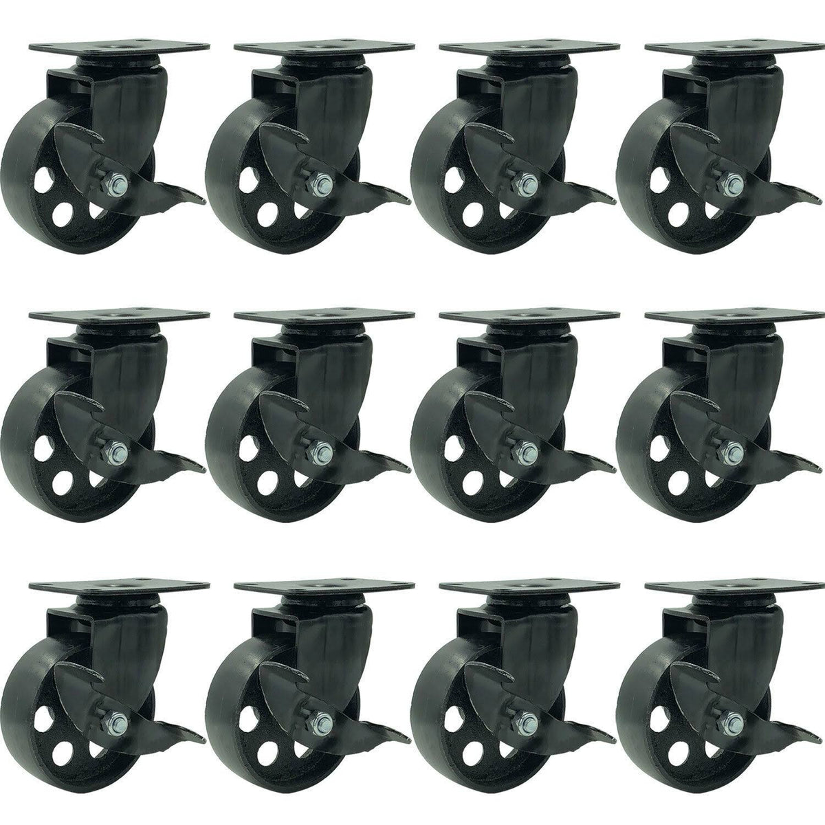 All Black Metal Swivel Plate Caster Wheel with Brake Y8798