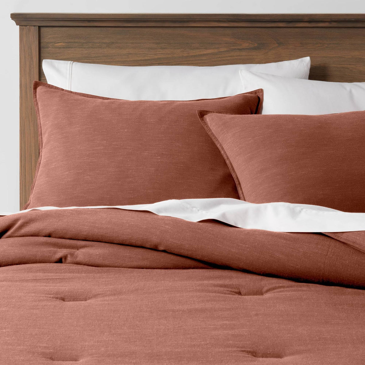 Rust Cotton Linen Comforter and Sham Set S67207