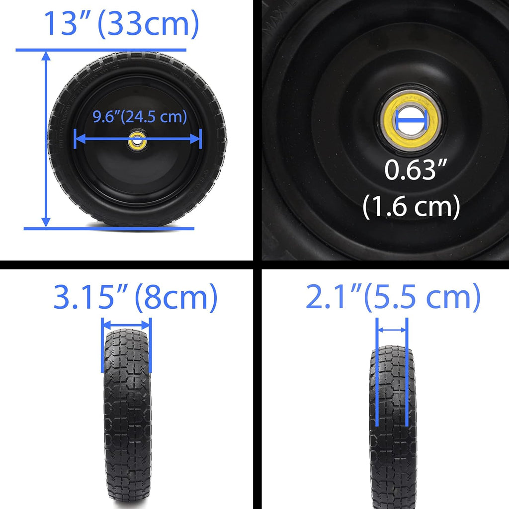 13" Solid Polyurethane Flat-Free Tire and Wheel Assemblies (4-Pack) N413402
