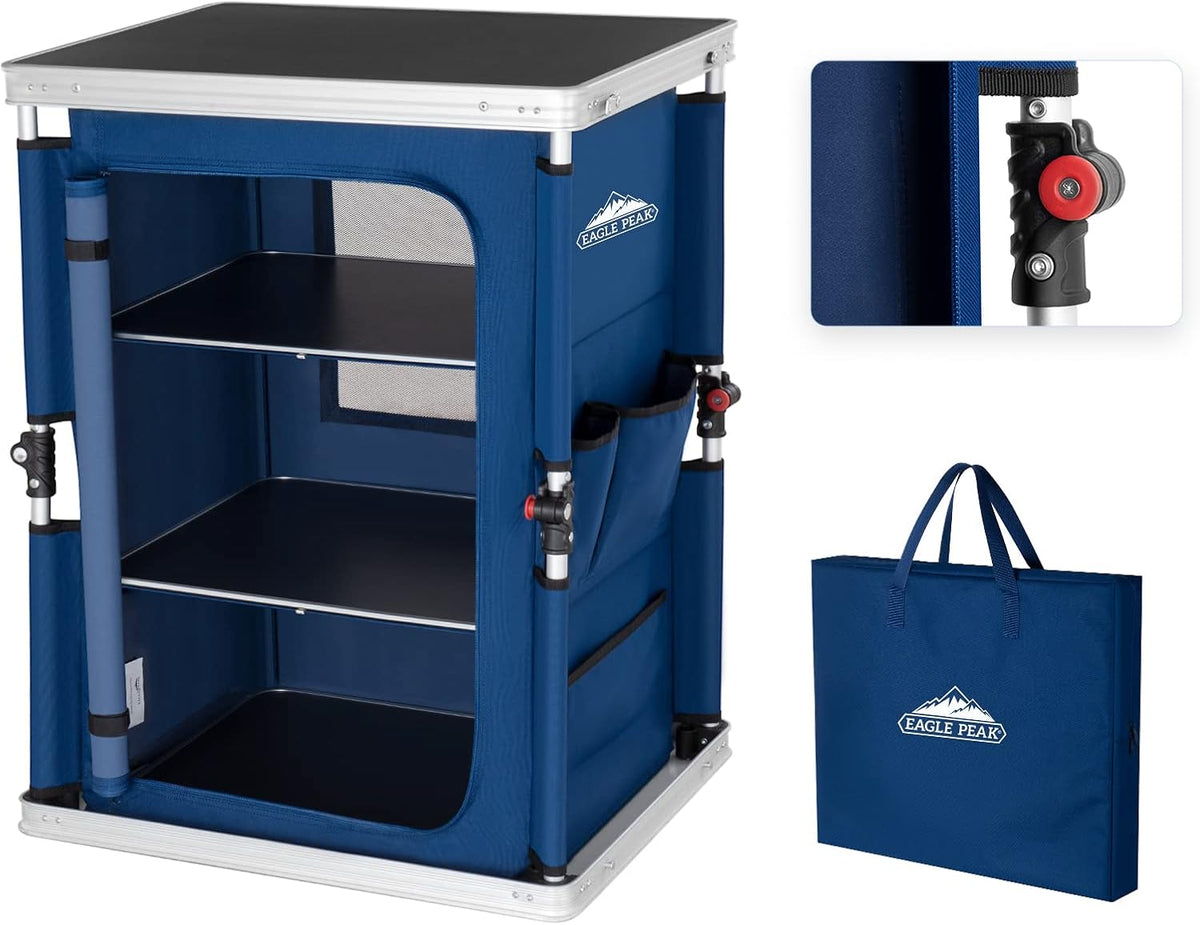Blue Pop Up Folding Camping Table with Storage R929694
