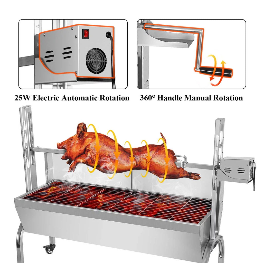 46'' Stainless Steel Charcoal Rotisserie Grill E89051
