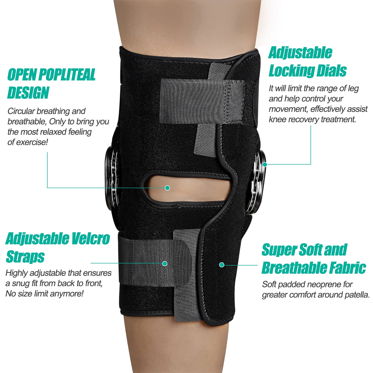 Hinged Knee Brace with Side Stabilizers P979