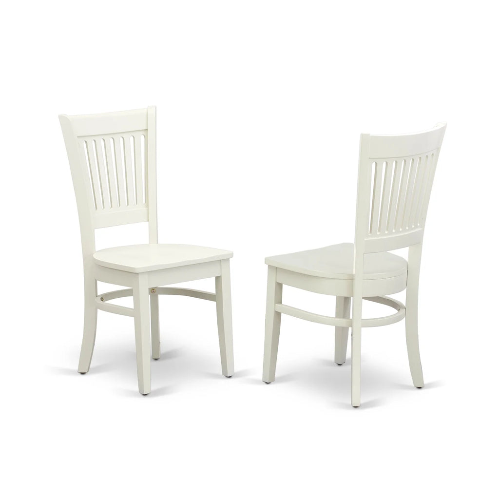 White Wood Dining Set with Slatted Back Chairs H377
