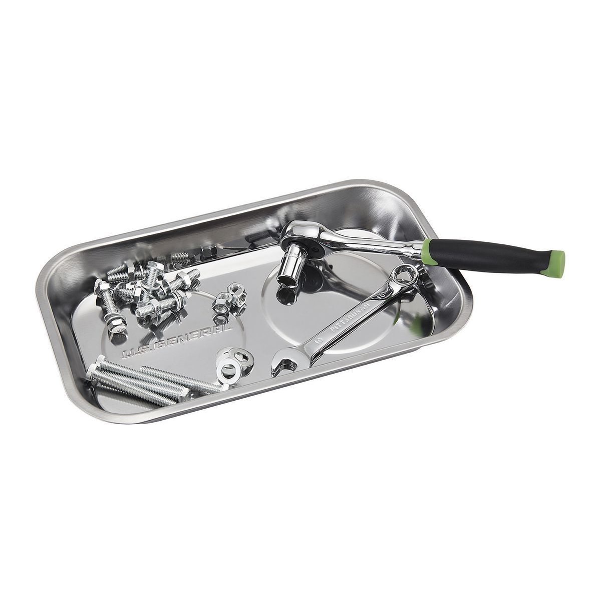 9-1/2 in. x 5-1/2 in. Magnetic Stainless Steel Parts Tray S3641