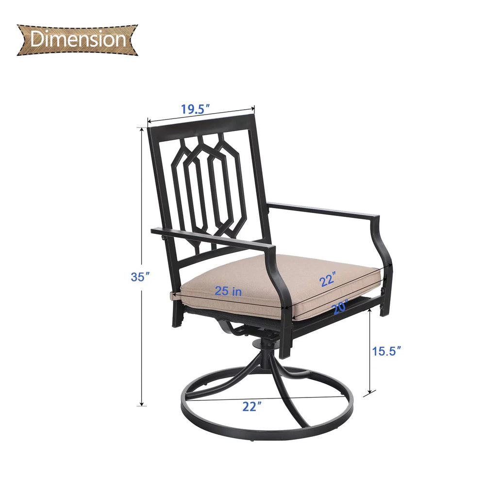 5 Pcs Outdoor Patio Metal Dining Set Swivel Chairs and Square Table G391541