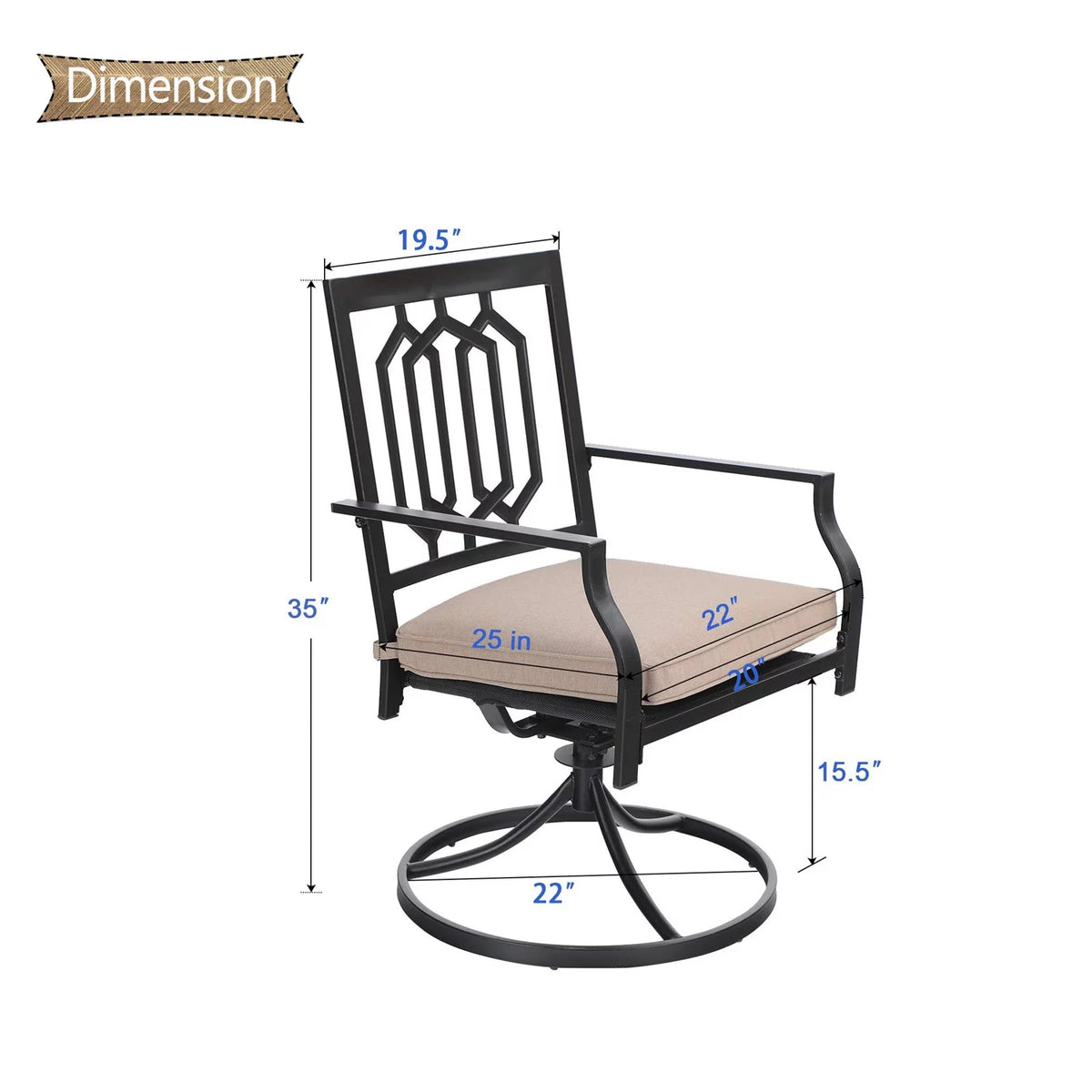 5 Pcs Outdoor Patio Metal Dining Set Swivel Chairs and Square Table G391541