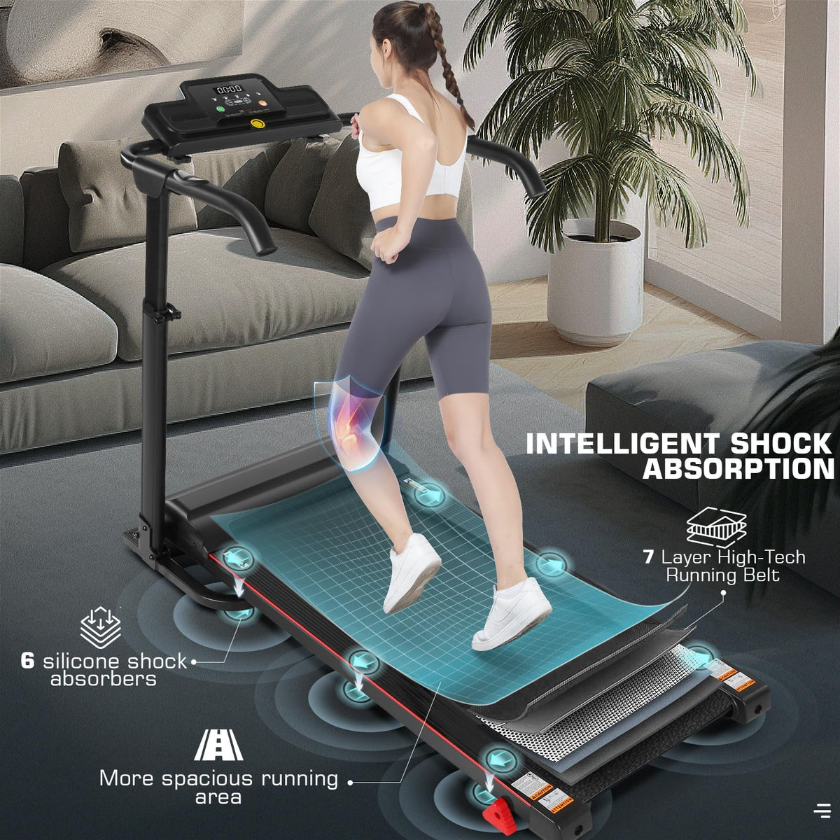 Folding Treadmill with Removable Desk, White B875416