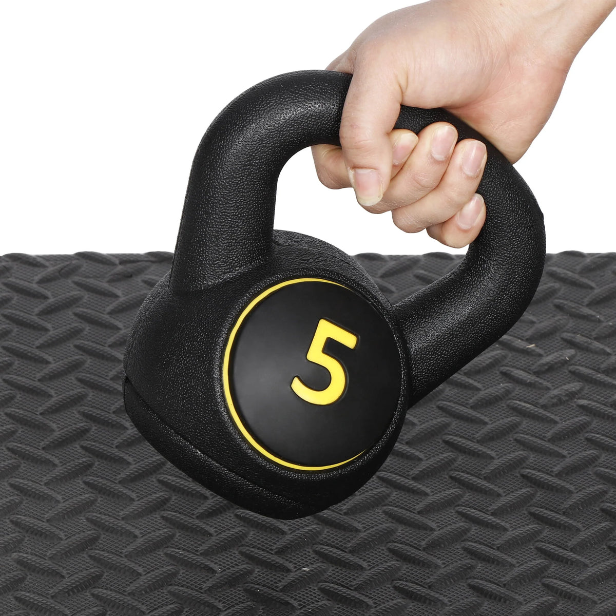 3 Piece 5lb 10lb 15lb Kettlebell Set with Storage Rack V8163