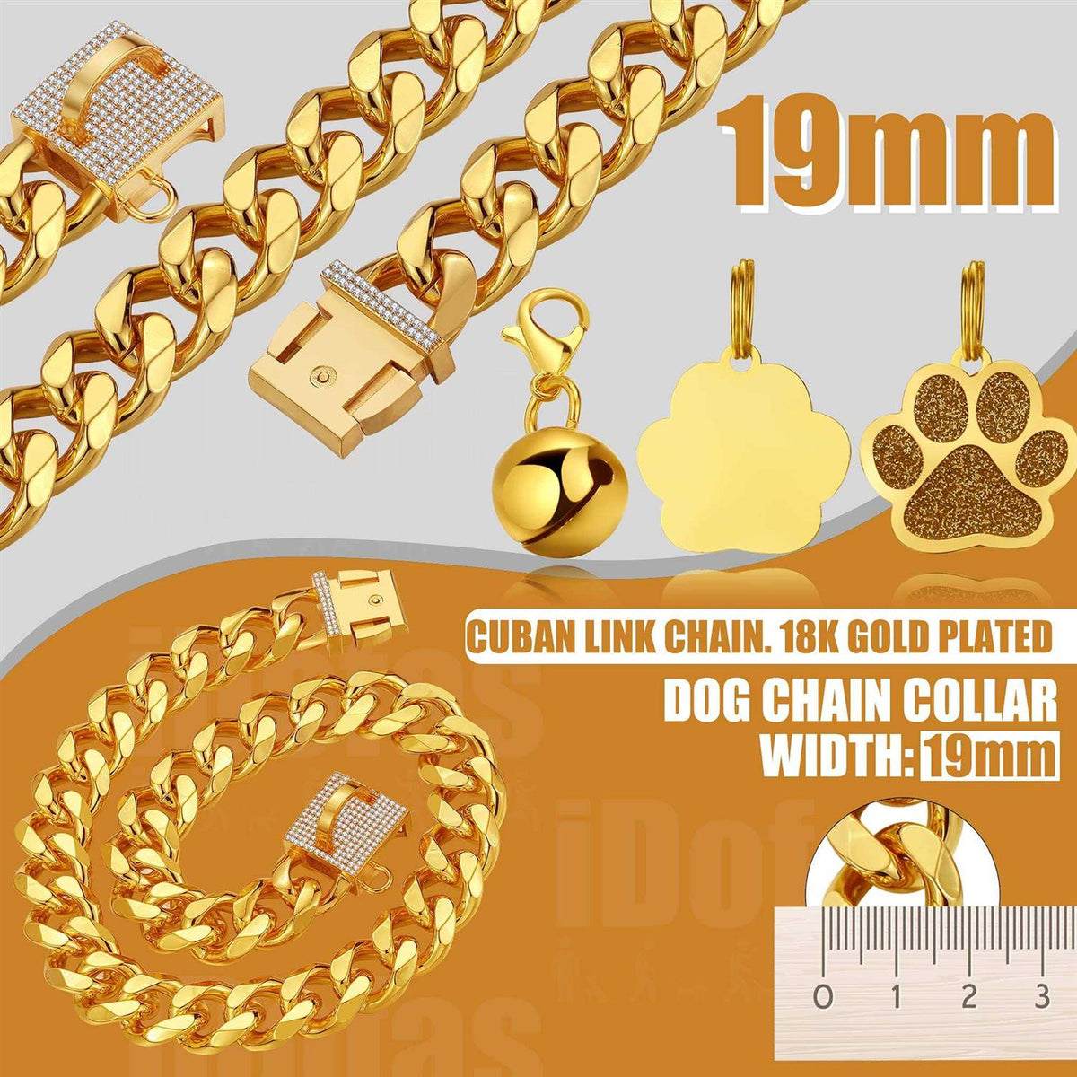 Gold Metal Dog Chain Collar R7094
