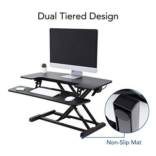 Black Height Adjustable Standing Desk Converter with Keyboard Tray X444