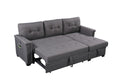 Dark Gray Reversible Sleeper Sectional Sofa with Storage Chaise H606