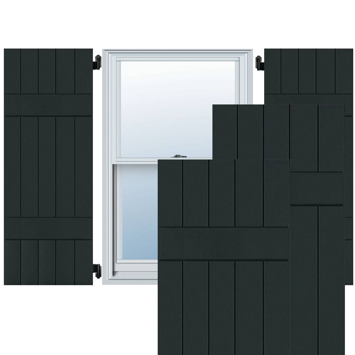 Dark Green Sapele Mahogany Board and Batten Shutters Pair E8112