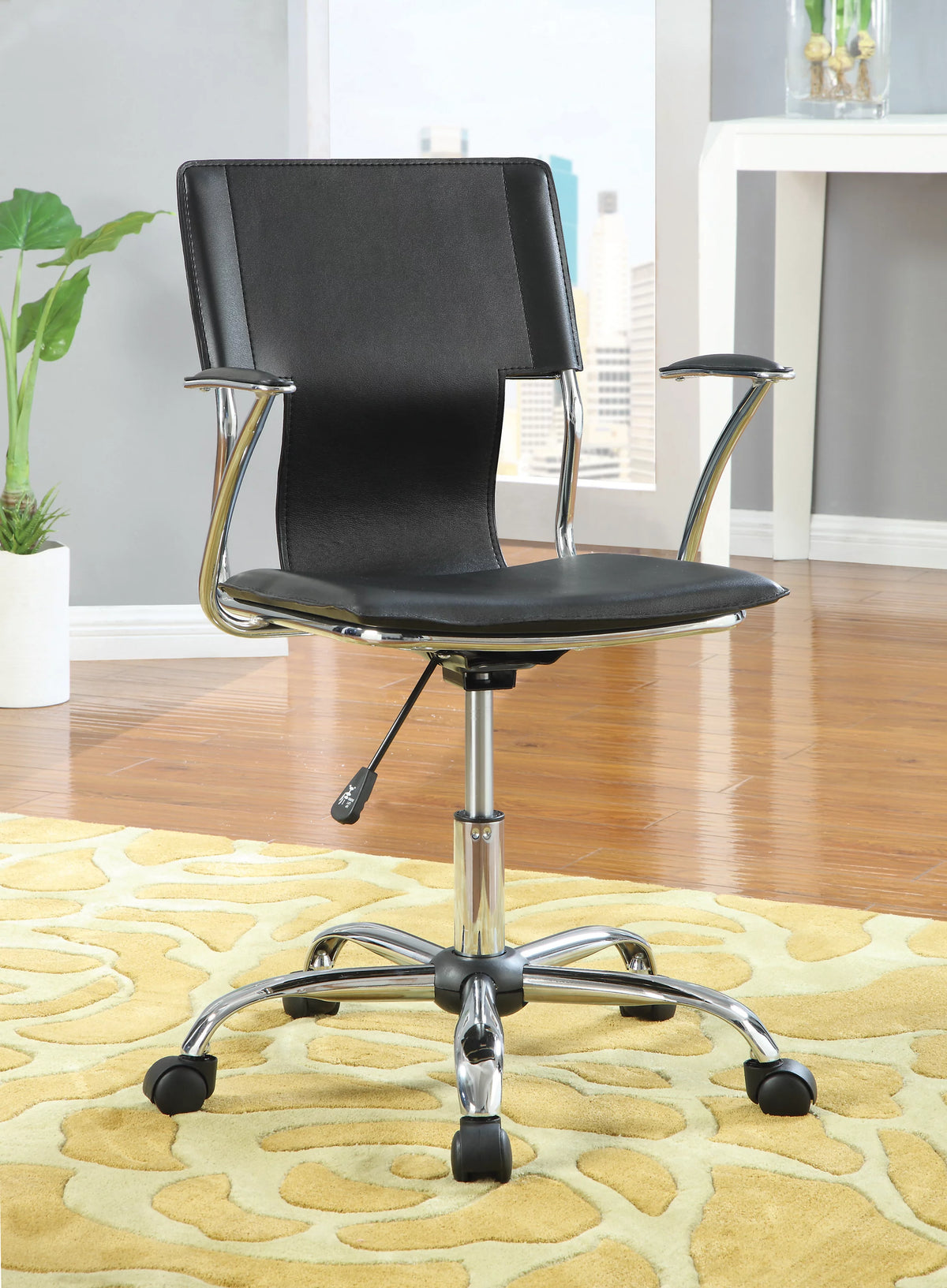 Adjustable Height Office Chair Black and Chrome J9545