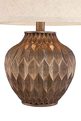 22" High Warm Bronze Brown Fabric Drum Shade Accent Table Lamp G648435