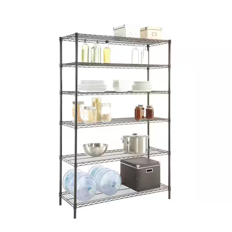 Black 6-Tier Steel Wire Shelving Unit F442102