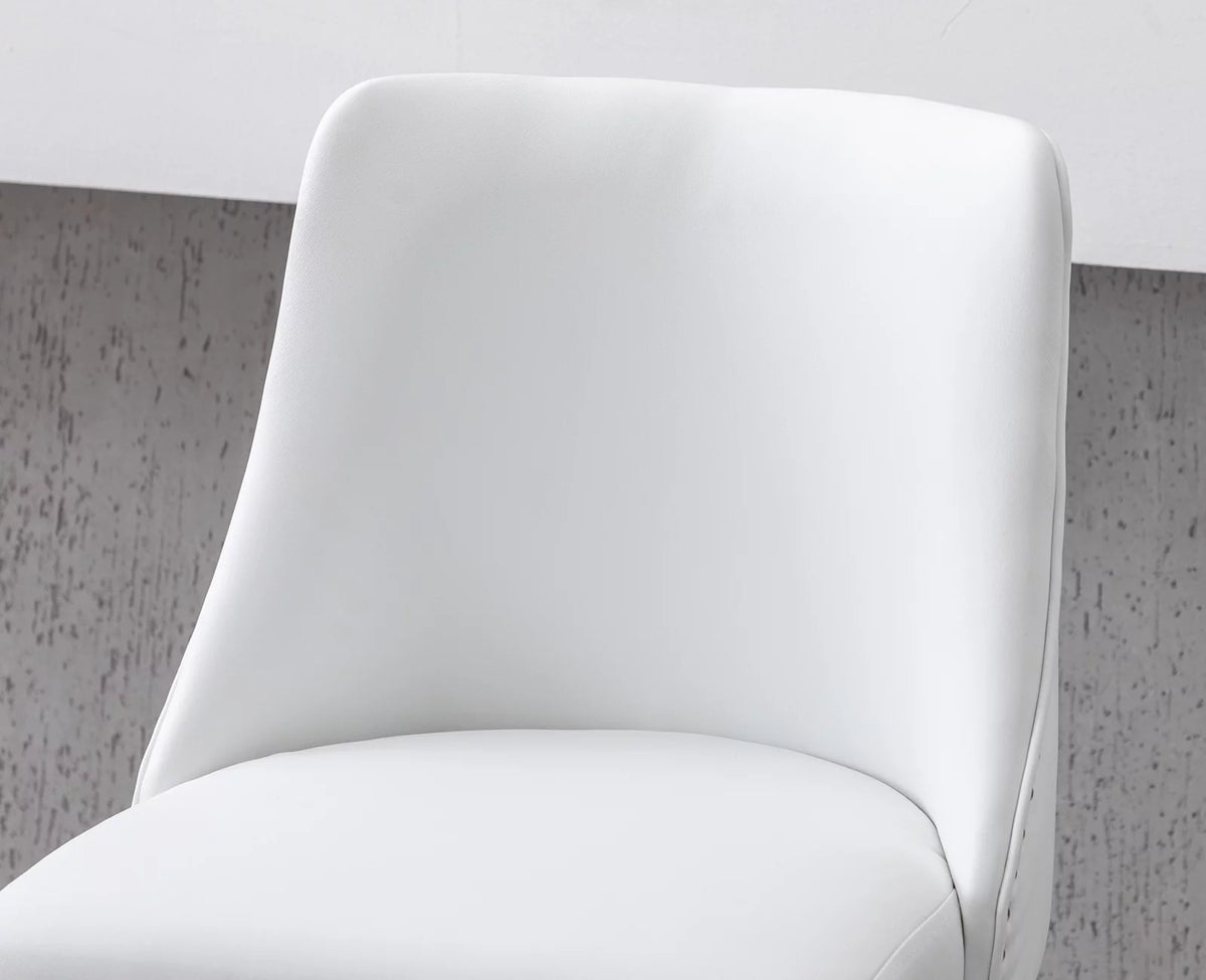 27.5 Inch Swivel Bar Stool Set of 2 White Faux Leather K17511