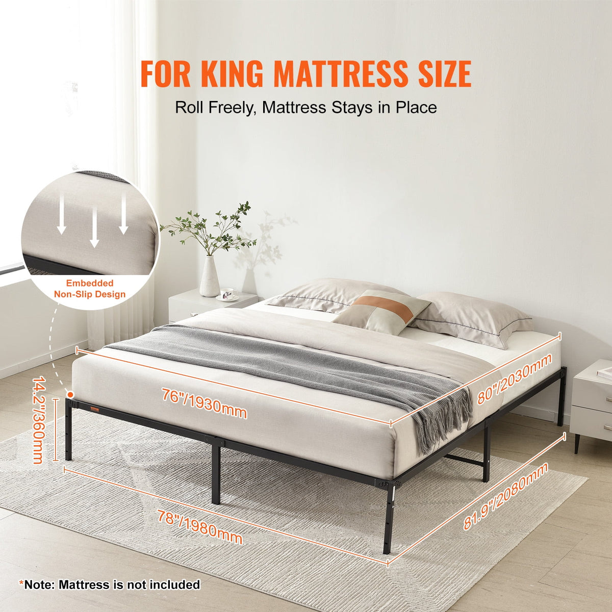 King Size 14 inch Metal Bed Frame X350740