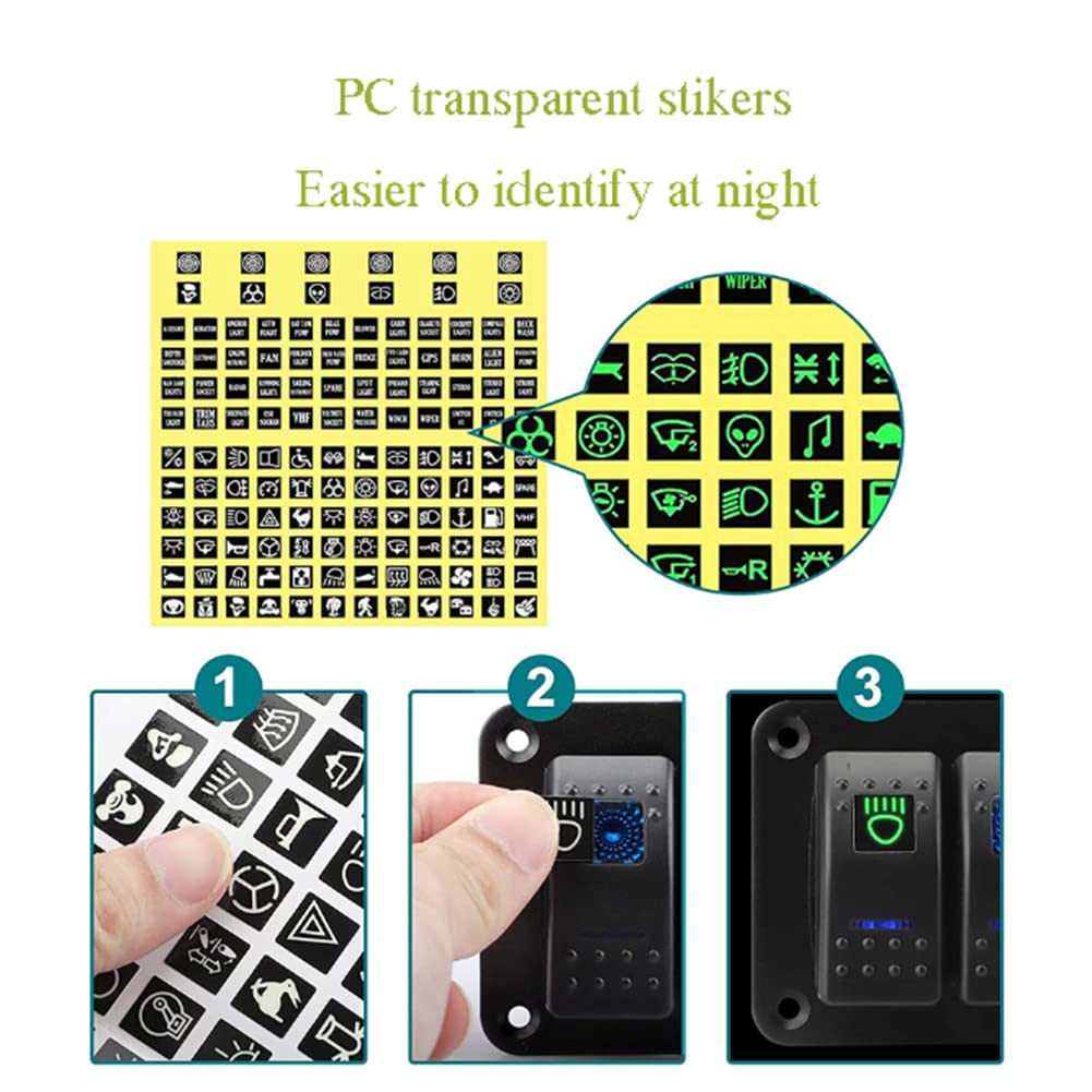 4 Gang Marine Switch Panel with Dual USB Charger Voltmeter Waterproof 12V-24V DC Pack of 2 M151719
