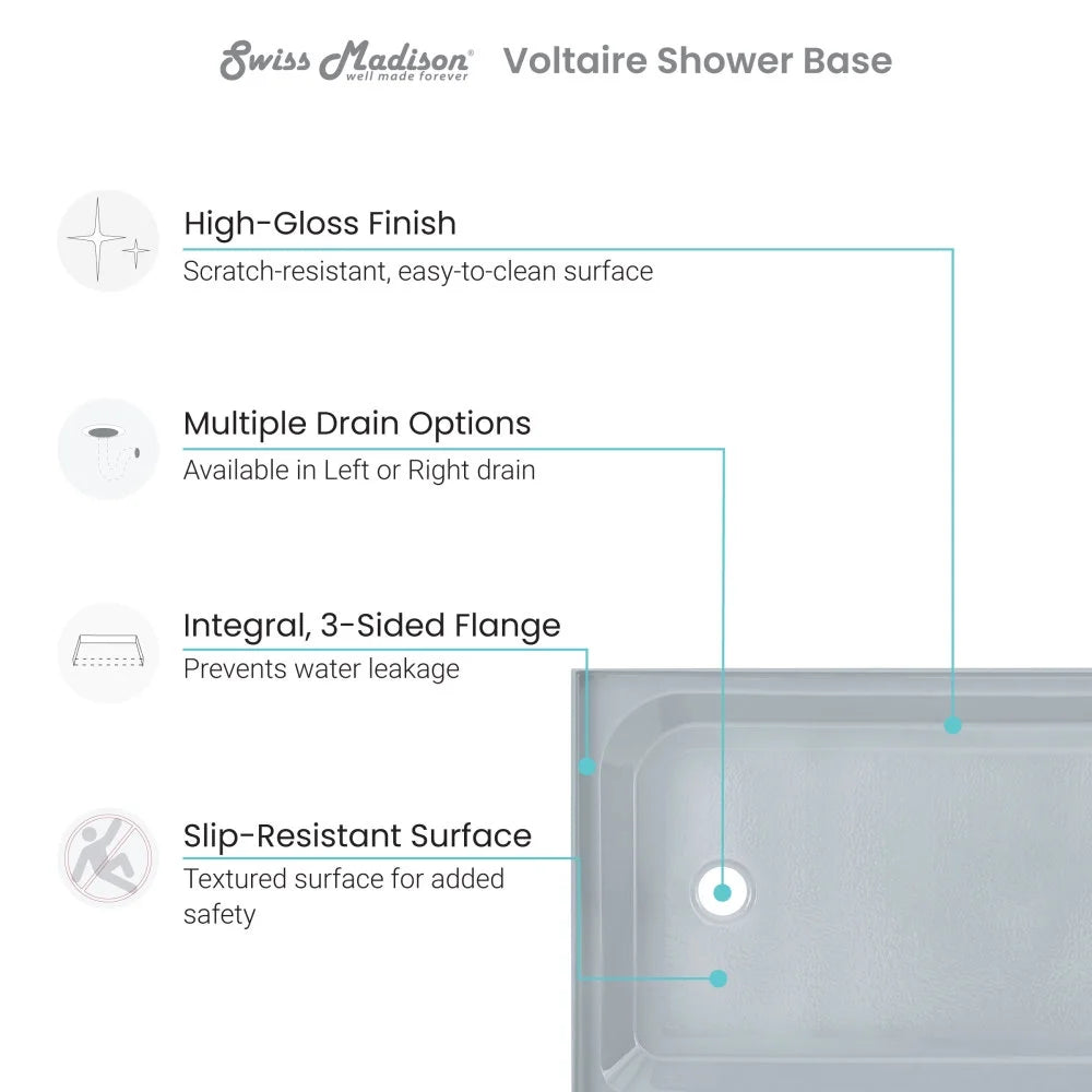 Grey Single-Threshold Shower Base K2645