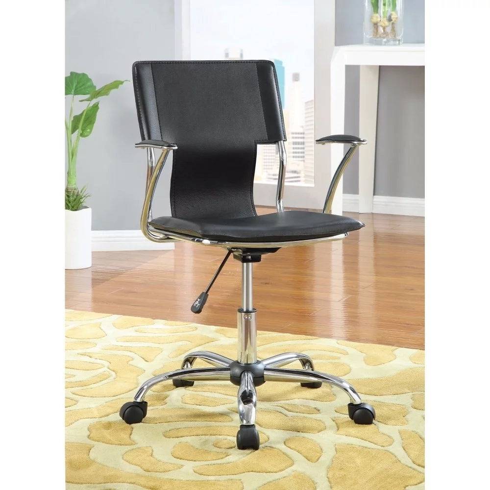 Adjustable Height Office Chair Black and Chrome J9545