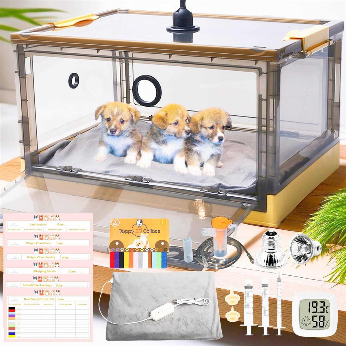 Puppy Incubator with Bed Pad and Feeding Tube J474