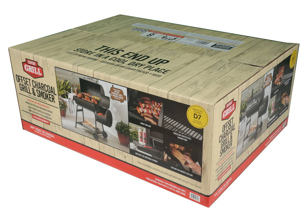 28 Offset Steel Charcoal Smoker Grill with Side Firebox, Black M709899