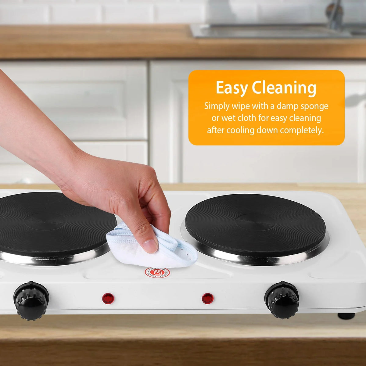 Electric Double Burner Portable Cooktop Countertop Dual Flat Burner Hot Plate Kitchen Cooker Stove with 5 Gear Temperature Control U91491