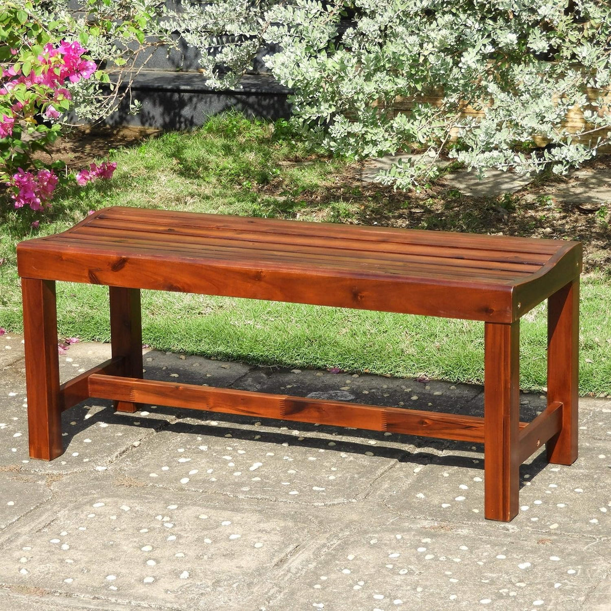 Acacia 42-inch Backless Bench with Contoured Seat S664